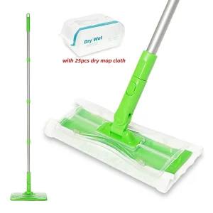 Manufacturer 2-in-1 Flat Mop with 25 Refills Disposable Non-woven Dry Wet Multi Surface Cleaning Floor Mop