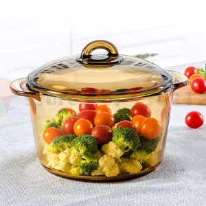 Manufacturer 2.5 L Glass Casserole Cooking Pot with Two Handles