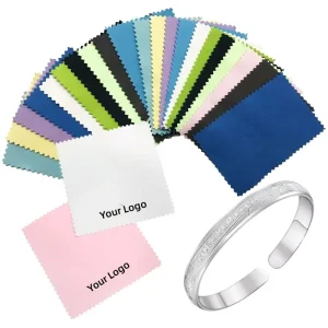 Manufacturer Can Print Logo Ultra fine Fiber Double sided Velvet Customized Jewelry Silver Wiping Cloth