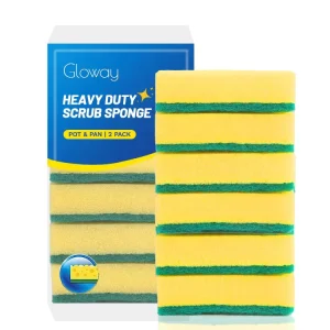 Manufacturer Double-Sided Powerful Dishwashing Scrub Sponge Heavy Duty Scouring Pad Kitchen Cleaning Sponge