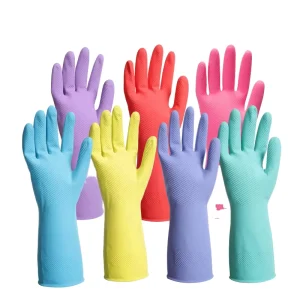 Manufacturer Fish Scale Grip 0.4 Millimeters Natural Latex Household Cleaning Gloves Protective Hand Washing Latex Glove