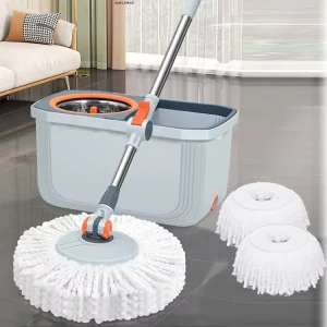 Manufacturer Household Cleaning Mop Set with Stainless Steel Rod, Fiber Cloth, and 360° Rotating Head