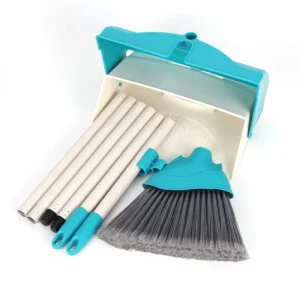 Manufacturer Long Handle Upright Design Broom and Dustpan Set Wind proof Dustpan & Broom Set with 3 Section Handle