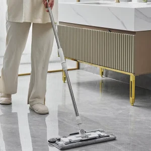 Manufacturer Reusable Microfiber Flat Mop for Household Cleaning Dry Mop with Clip Cloth Home Cleaning Equipment