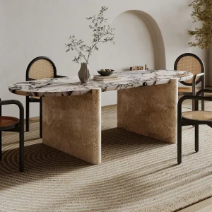 Marble Rectangular Thickened Elephant White Dining Table for Home and Hotel Use