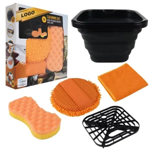 Masthome 5Pcs Multi Function Car Wash Cleaning Kit Products Washing Tool Kit Car Cleaning Tools With Sponge Bucket Cloth
