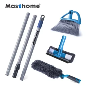 Masthome Manufacturer Cleaning Tool 3 in 1 Multipurpose Pole Soft Microfiber Duster Window Squeegee Broom Set Cleaning Duster