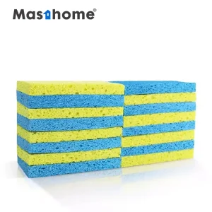 Masthome16 PCS Heavy Duty Kitchen Cellulose Cleaning Sponge Scouring Pad for Dish