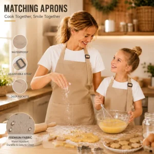 Matching Family Aprons for Baking and Cooking Waterproof Adjustable Kitchen Apron Set for Mom and Kids