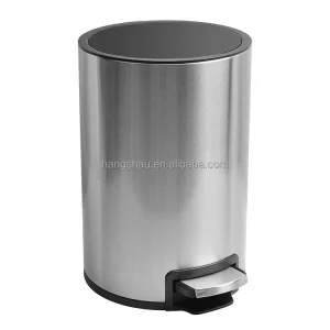 Matte Finishing 5L Stainless Steel Round Pedal Bin Trash Can Waste Bin Dust Bin for Indoor or Outdoors