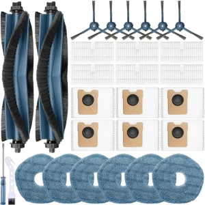 Mealesee 28Pack Omni C20 Accessories Kit Compatible Eufy Omni C20 Robot Vacuum Includes 2 Main Brushes 6 Hepa Filters 6 Side