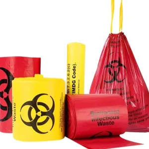 Medical Waste Biohazardous Yellow Red Kitchen 13 Gallon Household Trash Bags Drawstring Trash Roll on Garbage Bag