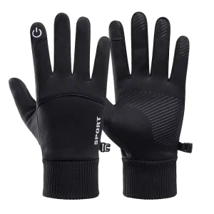 Men Winter Waterproof Cycling Gloves Outdoor Sports Running Motorcycle Ski Touch Screen Fleece Glove Non-slip Warm Full Fingers