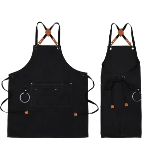 Men Women Anti Fouling Simple Coffee Shop Black Waiter Waist Apron Chef Apron Heavy Duty Arpenter
