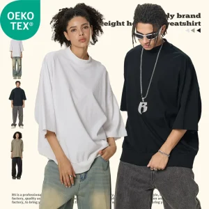 Men’s 100% Cotton 300gsm Oversized Boxy Batwing Sleeve T-shirt Heavyweight Tshirt for Men