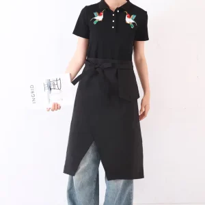 Men’s Women’s Chef’s Waterproof Uniform Restaurant Hotel Kitchen Waiter Work Customizable Black Half Apron