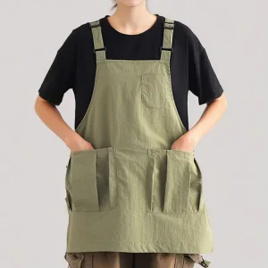 Men’s Women’s Cotton Canvas Eco Friendly Durable Sleeveless Bib Aprons for Catering Food Service Coffee Shops Hairdressers