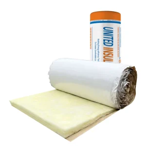 Metal Building Thermal Insulation Materials A1 Level Fire Proof White Polypropylene Vapor Barrier Facing Glass Wool Roll