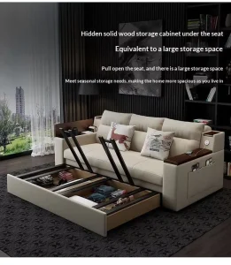 Metal Extendable Folding Sofa Bed Modern Design Dual use Living Room Multi function Small Apartment Storage Fabric Removable
