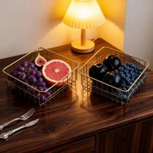 Metal Kitchen Food Storage Holder with Hollow Carving Design