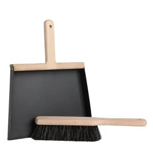 Metal Natural Wooden Cleaning Broom Brush With Dustpan