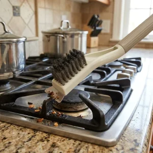 Metal Scraper Brush 2 in 1 Kitchen Cleaning Brush with Stiff Bristles for Gas Stove Detailing Clean