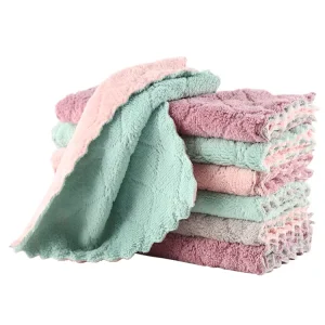 Microfiber 27*16cm Reusable Kitchen Dishcloths Coral Fleece Absorbent Dish Towels for Sanitary Cleaning Cloths