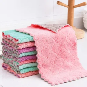 Microfiber Absorbent Kitchen Dish Cloth Towel Non stick Oil Washing Cloth Rag Household Tableware Cleaning Wiping Tools