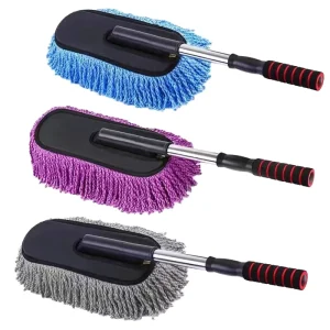 Microfiber Car Wash Cleaning Kit Long Retractable Handle Dust Duster Wax Mop Duster with Retractable Brush