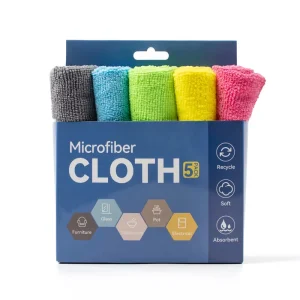 Microfiber Cleaning Cloth 5pcs 12×12 Inch High Performance Reusable Towels Soft Quick Drying for Cars
