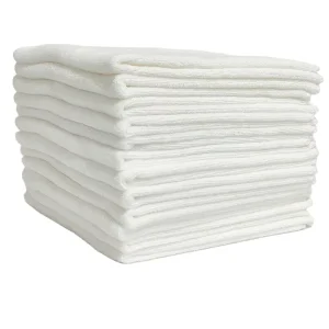 Microfiber Cleaning Cloth All Purpose Microfiber Towels Pack of 12 White Size 40 X 40 Cm(16 X 16 Inch)