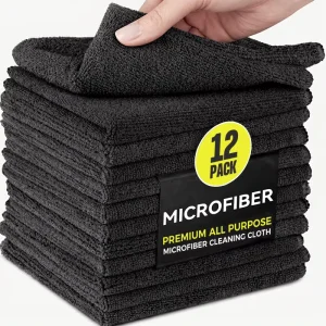 Microfiber Cleaning Cloth Black Microfiber Towels for Cars Custom Premium Car Dusting Cloth Lint Free Cleaning Rags for Kitchen