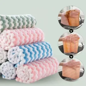 Microfiber Cleaning Cloth with Ripple Pattern Water Absorption Towel for Kitchen 80% Polyester 20% Polyamide