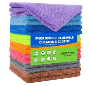Microfiber Cleaning Cloths 8 Colors Soft Lint Free 11.5″ X 11.5″ for Home Bathroom Car Use Wet Dry Cleaning Supplies