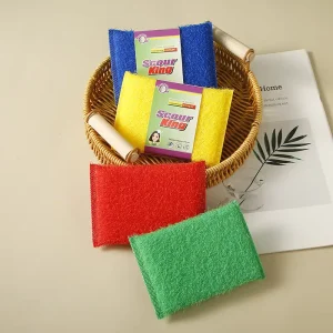 Microfiber Cleaning Double-side Sanding Scrubber Sponge Kitchen Cleaning Dish Washing Sponge Pad
