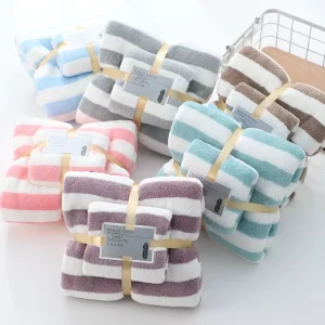 Microfiber Coral Fleece Bath Towel Wrap Towel Absorbent Quick drying Towel Two piece Set