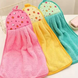 Microfiber Coral Velvet Hanging Hand Towel Thickened Kitchen Rag Absorbent Household Daily Cleaning Cloth