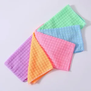 Microfiber Cross-Border Kitchen Dish Cloth Thickened Square Waffle Design Household Housework Cleaning Oil Absorbent Bag Packed