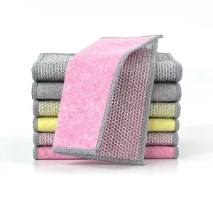 Microfiber Dish Cloth Double Sided Kitchen Non Oil Brush Pot Cleaning Steel Ball Silver Wire Daily Usage Washing Tool