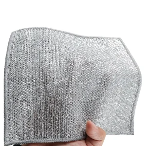 Microfiber Dishwashing Cloth Double Sided Silver Silk Oil-Free Polyester Material for Kitchen Cleaning and Household Use