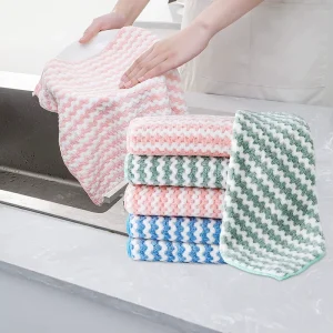 Microfiber Dishwashing Cloth Super Absorbent Non Stick Anti Grease Kitchen Cleaning Towel Soft Woven Rags Home Use