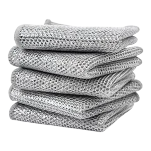 Microfiber Double-Sided Mesh Metal Wire Eco-Friendly Non-Scratch Dishwashing Rags Cleaning Cloths for Kitchen Sinks and Counters