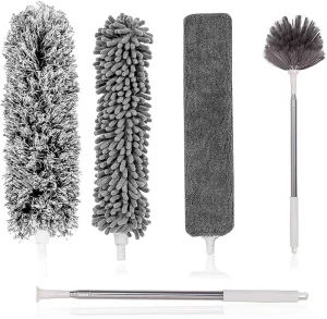 Microfiber Duster Set with Extendable Handle Wool Material Eco-Friendly Durable