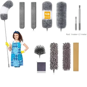 Microfiber Extendable Feather Duster Extension Pole Washable Reusable Bendable Dusters for Cleaning Ceiling