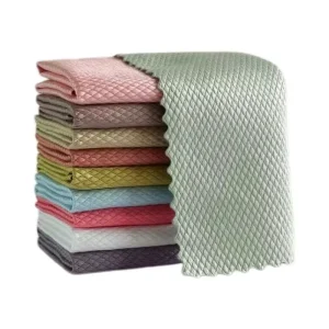 Microfiber Fish Scale Cloth Lint Free Streak Free for Kitchen Table Glass Car Washing