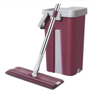Microfiber Flat Mop Bucket With Wringer 360 Spin Hand Free Cleaning Floor Mops