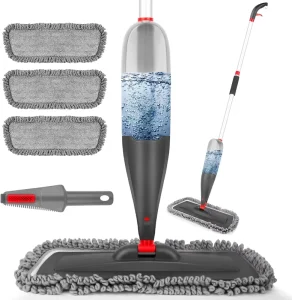 Microfiber Floor Mop with 3 Washable Pads 360 Degree Spin Dust Mop Spray Mops for Floor Cleaning