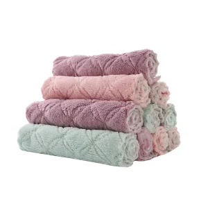Microfiber Kitchen Supplies Double Sided Coral Velvet Cleaning Cloth Dish Towels Super Absorbent Cocina Dishtowels