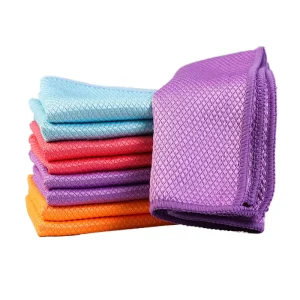 Microfiber Kitchen Towels Dishcloths Glass Scouring Pad Non Stick Oil Thickened Square Cleaning Cloth