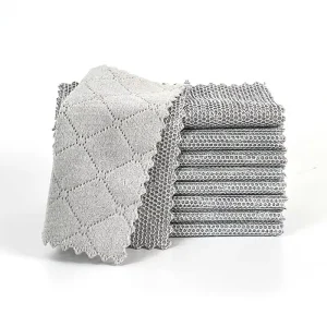 Microfiber Knitted Cloth for Eco Friendly Kitchen Cleaning Plaid Pattern Square Shape Changfu Brand